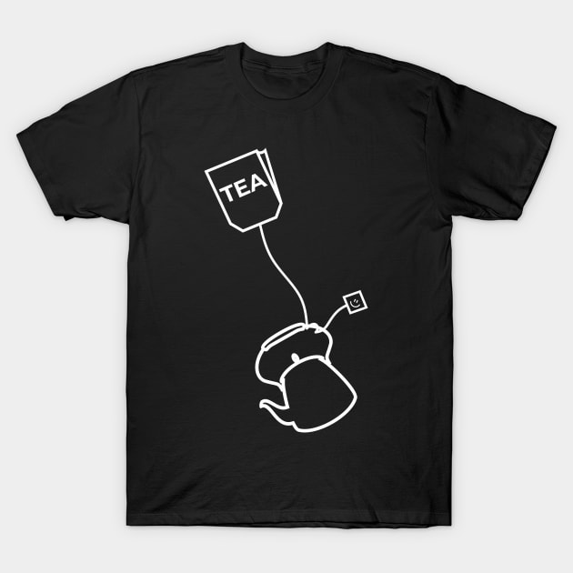 Tea bag and kettle (white print) T-Shirt by aceofspace